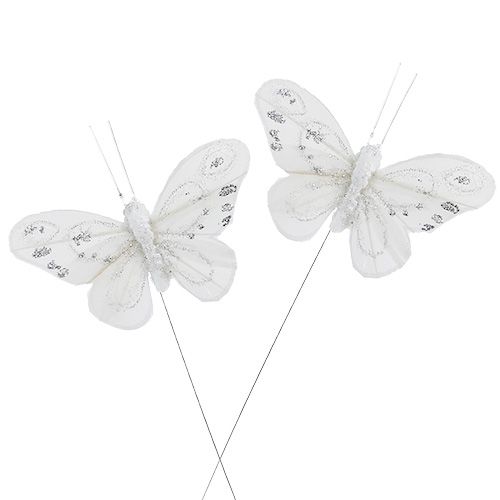 Floristik24 Butterfly white 9cm with glitter 12pcs
