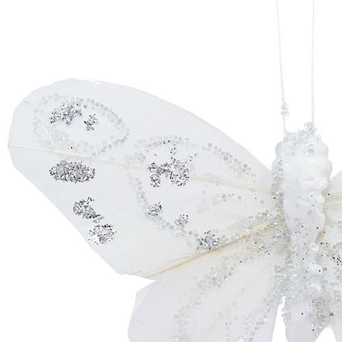 Product Butterfly white 9cm with glitter 12pcs