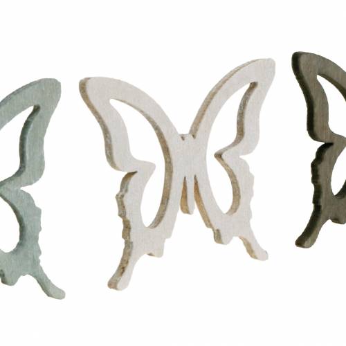 Product Butterfly 4cm scatter decoration wood brown/light grey/white 72p