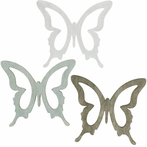Product Butterfly 4cm scatter decoration wood brown/light grey/white 72p