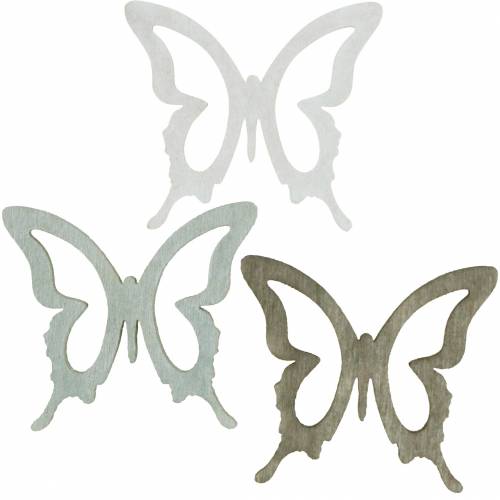 Product Butterfly 4cm scatter decoration wood brown/light grey/white 72 pcs