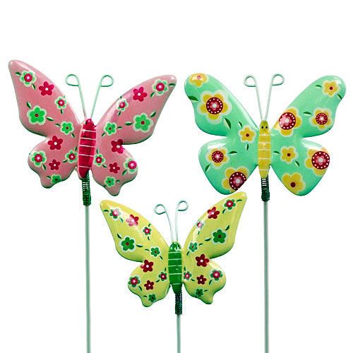 Floristik24 Butterflies with wire tin colored 6cmx5cm L24cm