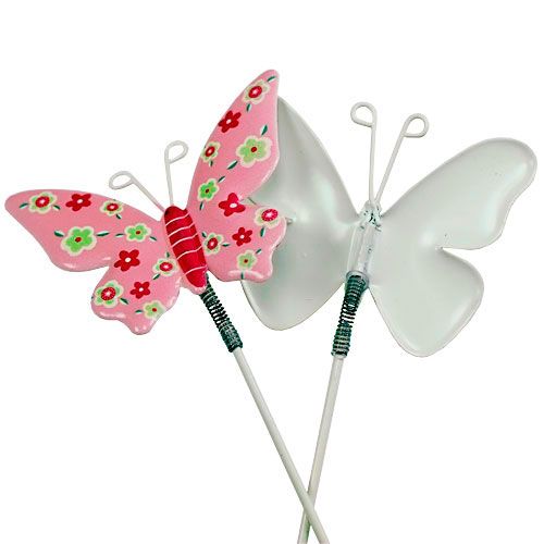 Floristik24 Butterflies with wire tin colored 6cmx5cm L24cm