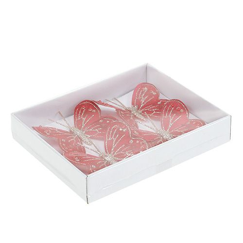 Floristik24 Butterflies 7cm red, mica 4pcs