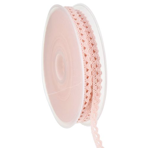 Floristik24 Decorative ribbon with crochet lace pink W9mm L20m