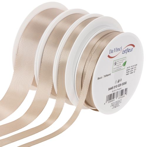 Decorative taffeta ribbon, beige, various widths, 50m buy online | Floristik24.co.uk
