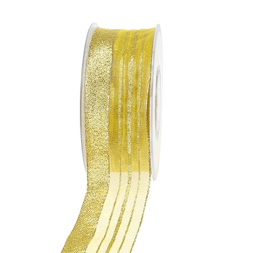 Floristik24 Decorative ribbon with lurex stripes gold 40mm 20m