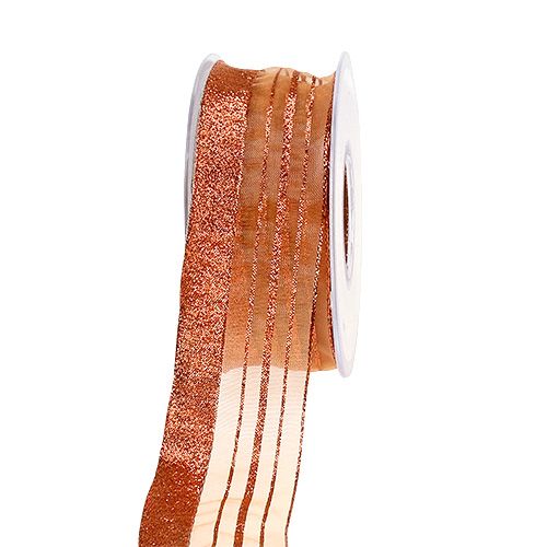 Decorative cord with lurex stripes copper 40mm 20m