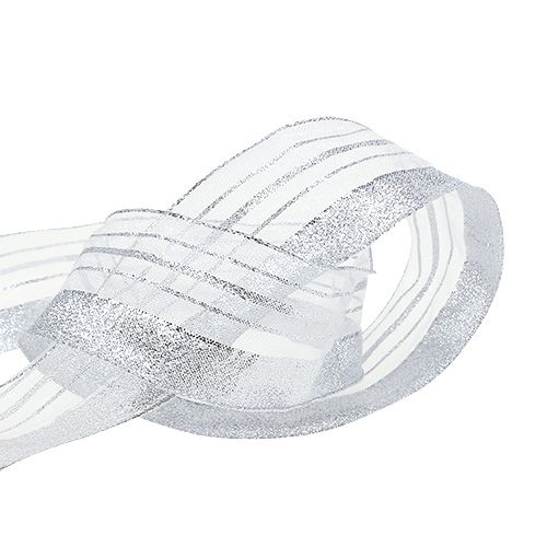 Floristik24 Decorative lurex strip silver 40mm 20m
