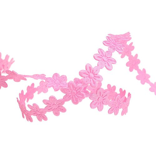 Product Decorative ribbon with flower 1cm pink 20m