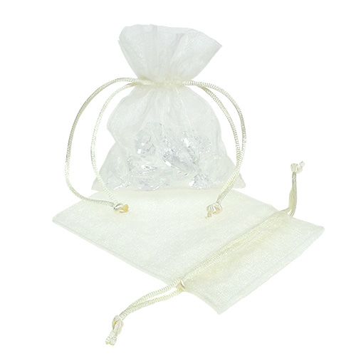 Floristik24 Jewelry bag made of organza cream 12x9cm 10p