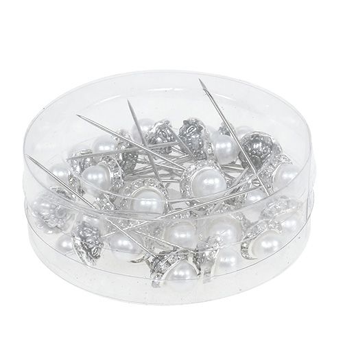 Floristik24 Jewelry pins with pearl Ø14mm L5.5cm 24 pcs