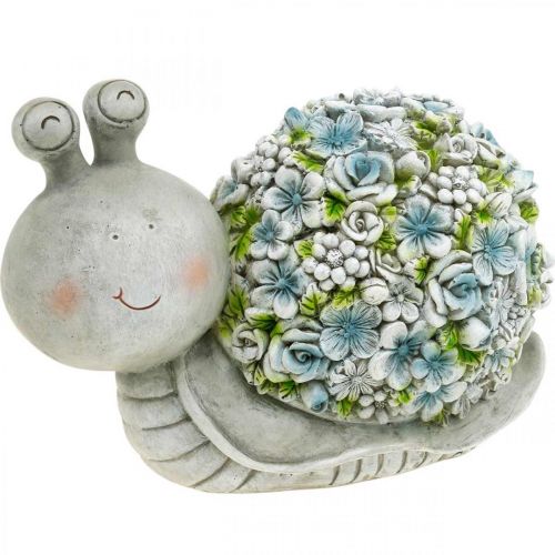 Floristik24 Blossom Animal Snail With Flowers Spring Decoration Garden Decoration Grey/Blue/Green H13.5cm L19cm