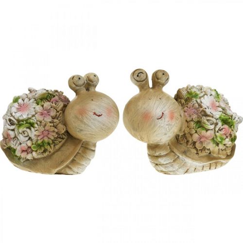 Floristik24 Snail with flowers summer decoration garden snails brown/pink/green 9.5cm set of 2