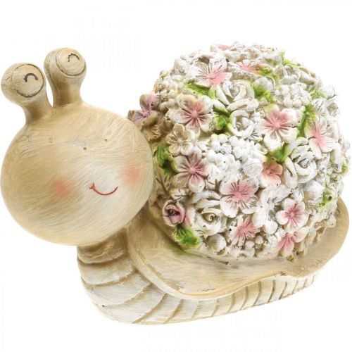 Floristik24 Snail with flower decoration, garden animal, decorative snail, summer decoration brown/pink/green H13.5cm L19cm