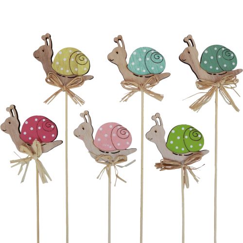 Floristik24 Flower plug wooden decorative snails colorful 8.5×8cm 12pcs