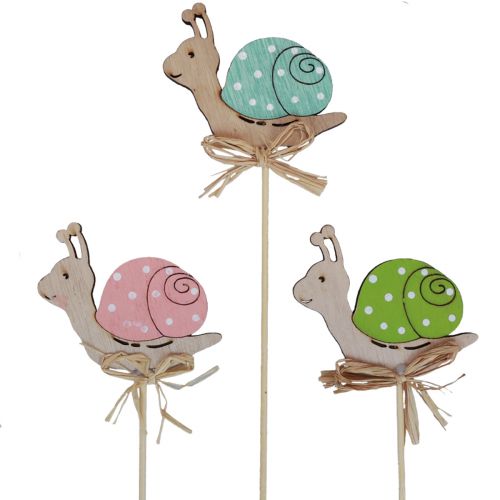 Flower plug wooden decorative snails colorful 8.5×8cm 12pcs
