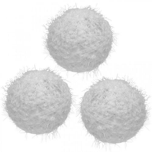 Snowball winter decoration deco ball white wool Ø10cm 4pcs