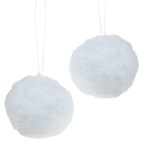 Floristik24 Snowball with mica 8cm 4pcs