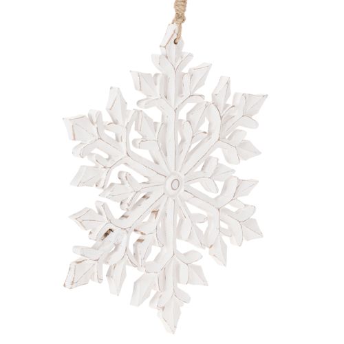Wooden Snowflake Hanging Decoration, 30cm, White buy online | Floristik24.co.uk