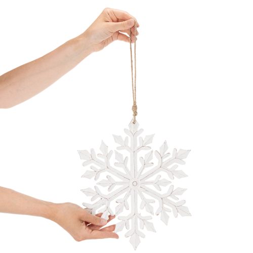 Wooden Snowflake Hanging Decoration, 30cm, White | Floristik24.co.uk