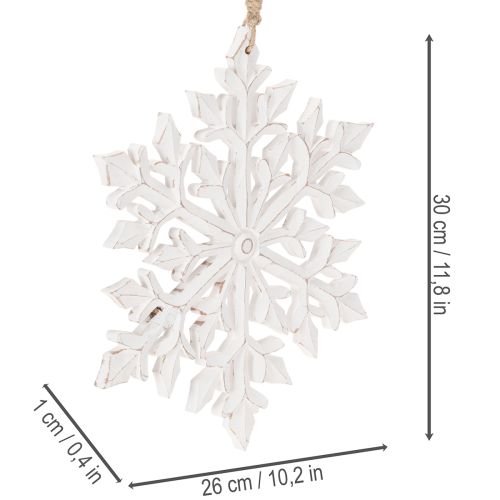 Wooden Snowflake Hanging Decoration, 30cm, White | Floristik24.co.uk