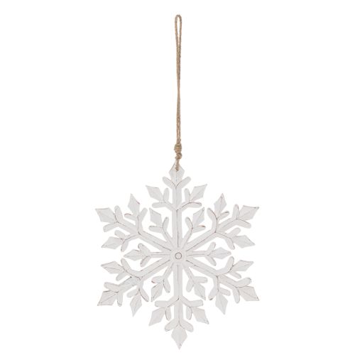 Wooden Snowflake Hanging Decoration, 30cm, White | Floristik24.co.uk