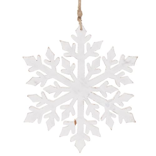 Wooden Snowflake Hanging Decoration, 30cm, White | Floristik24.co.uk