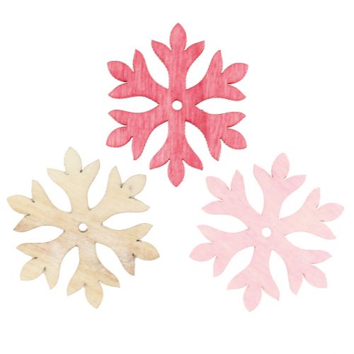 Snowflakes for scattering pink, rose, natural Ø4cm 72 pcs