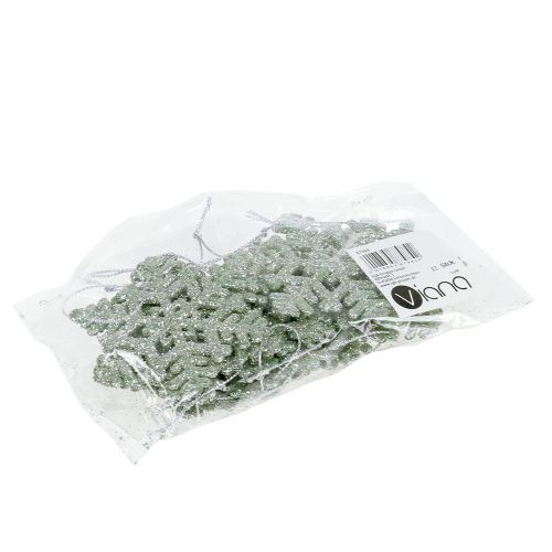 Floristik24 Snowflake Ø8cm Mint green with glitter 12pcs