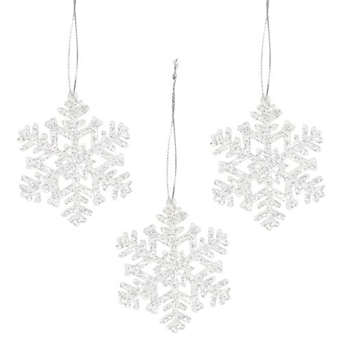 Floristik24 Snowflake Ø8cm white with glitter 12pcs