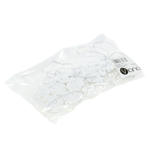 Floristik24 Snowflake Ø8cm white with glitter 12pcs