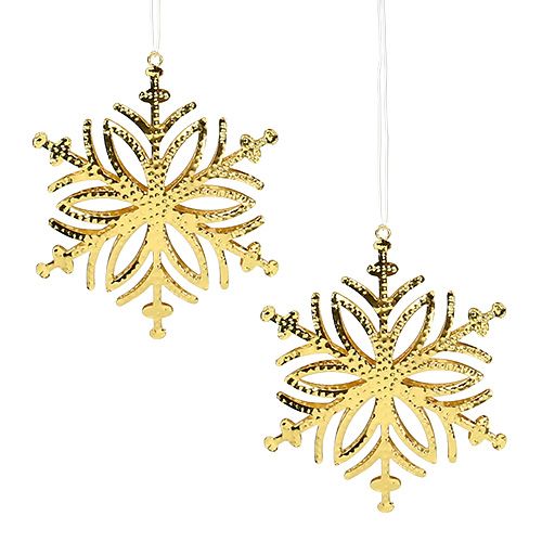 Floristik24 Metal snowflake gold 10cm 4pcs