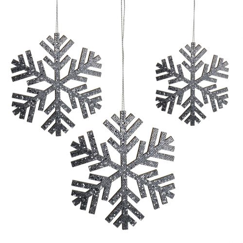 Floristik24 Snowflake Hanging Decoration Gray Ø8cm - Ø12cm 9pcs
