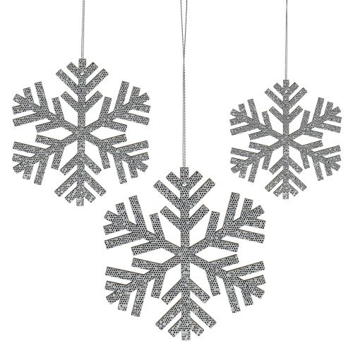 Floristik24 Snowflake Hanging Decoration Silver Ø8cm - Ø12cm 9pcs