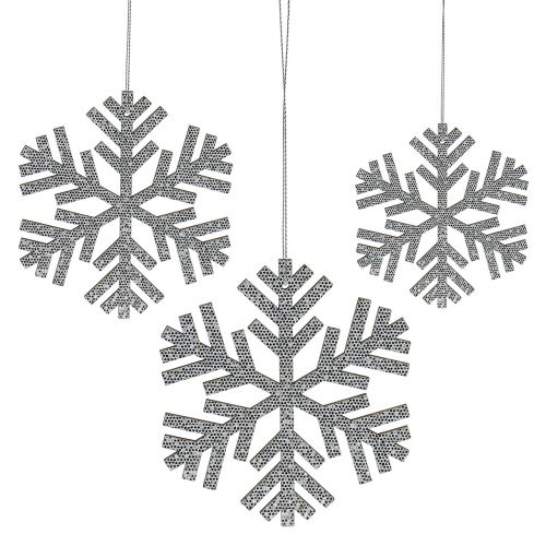 Snowflake Silver for hanging Ø8cm - Ø12cm 9 pcs