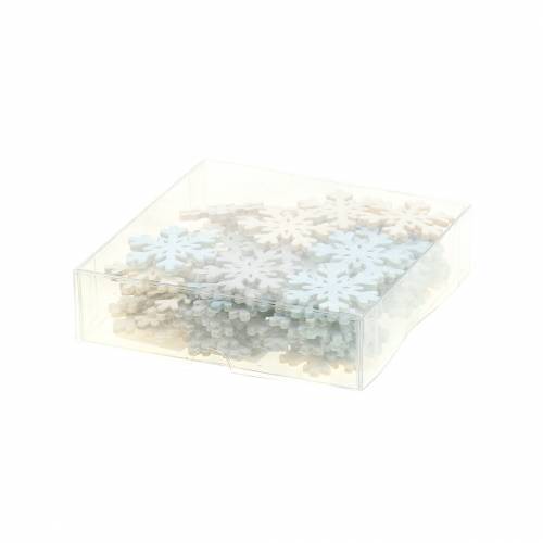 Floristik24 Snowflake decoration blue/grey/white 4 cm 72 pcs