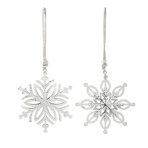Floristik24 Metal snowflake white 10.5-11cm 4pcs