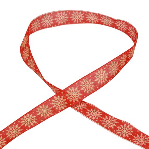 Product Christmas ribbon gift ribbon snowflakes red 25mm 20m