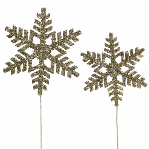 Floristik24 Deco plug snowflake glitter Ø8/10cm 18p