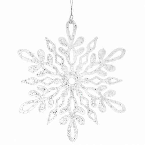 Product Snowflake to hang 14.5cm transparent, glitter 12pcs