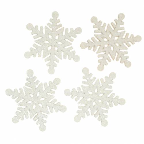 Floristik24 Scatter decoration snowflake glitter white 5 cm 48 pcs