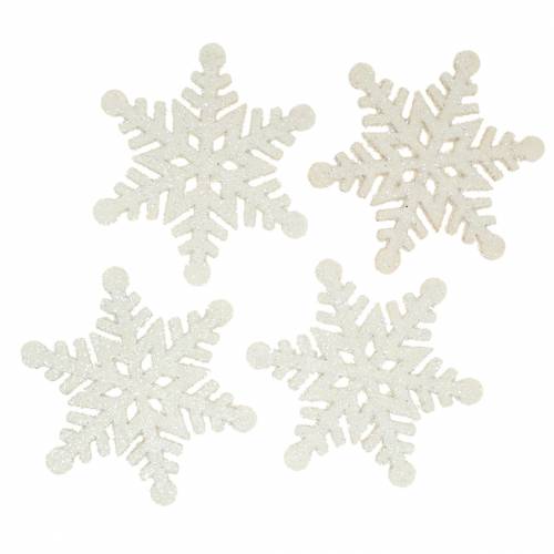 Floristik24 Scatter decoration snowflake glitter white 5cm 48p