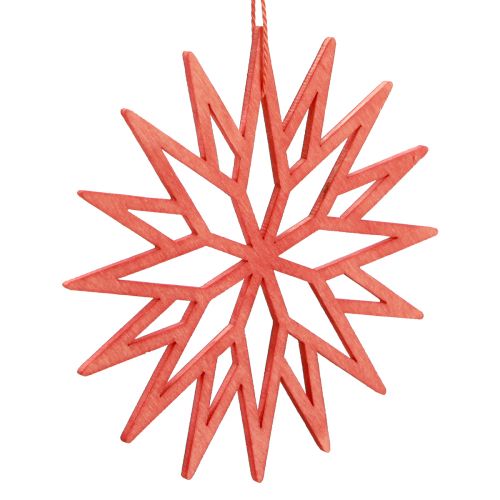 Product Snowflake decoration wooden tree decoration orange 10 cm 12 pieces