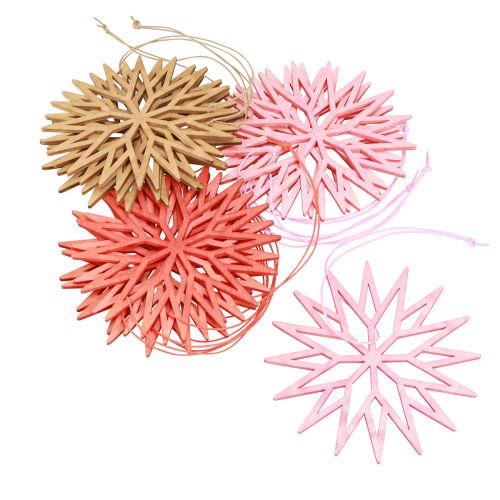 Product Snowflake decoration wooden tree decoration orange 10 cm 12 pieces