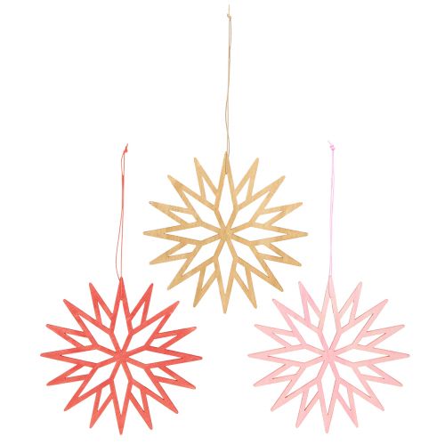 Product Snowflake decoration wooden tree decoration orange 15cm 8 pcs