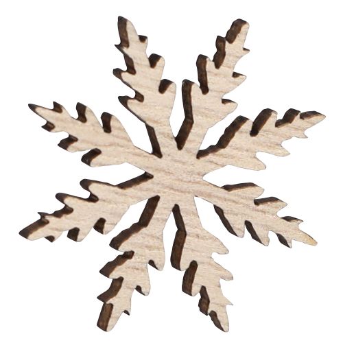 Product Snowflake decoration scatter white natural wood Ø3cm 48 pcs