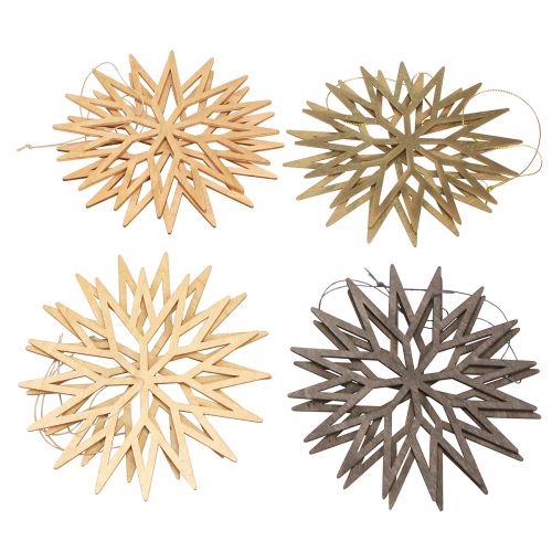 Product Snowflakes Wooden Decoration Christmas Tree Decoration Brown 15cm 8 pcs