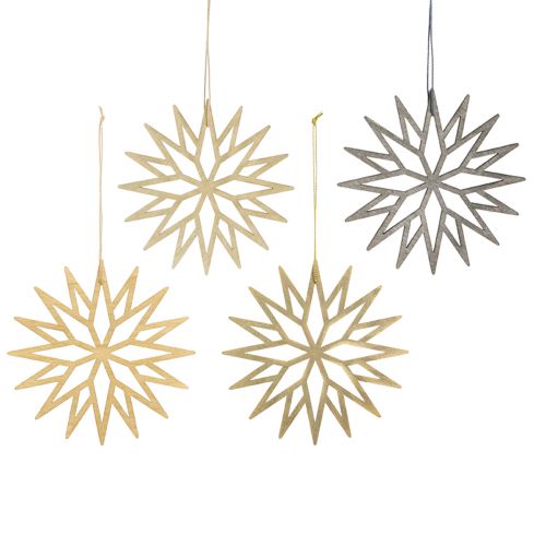 Floristik24 Snowflakes Wooden Decoration Christmas Tree Decoration Brown 15cm 8 pcs