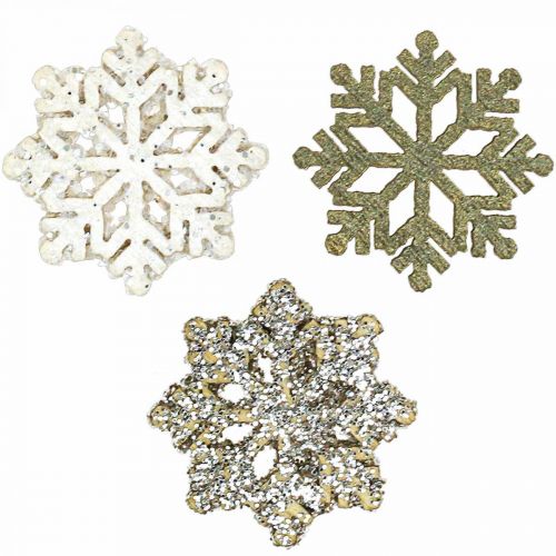 Floristik24 Snowflakes wood glitter mix Ø2cm 144p